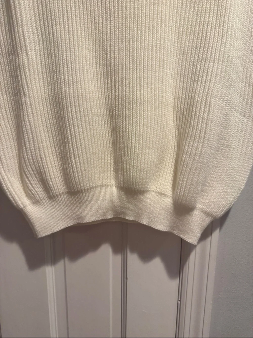 Sleeveless Crewneck Knit Sweater in Cream with Orange Script - Picture 4 of 6